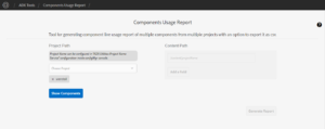component usage report tool for AEM