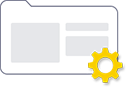 vector of a content folder and a gear representing a smooth web content management