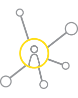 a symbol of a customer interacting with different touchpoints