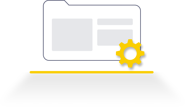 vector of a content folder and a gear representing a smooth web content management