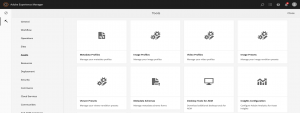 the different tools available in the assets section in an adobe experience manager instance